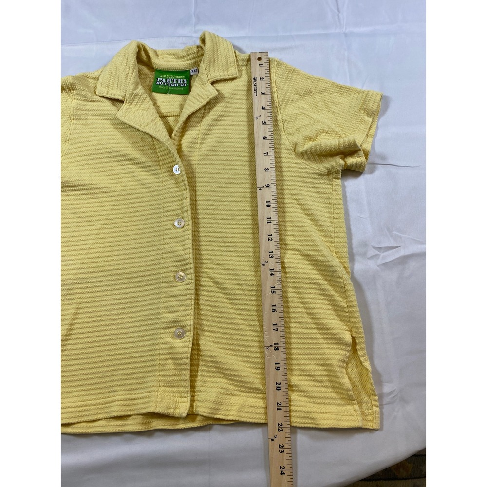 Big Bud Press Pantry Button Up Shirt Yellow Textured Short Sleeve XXS - Picture 5 of 9